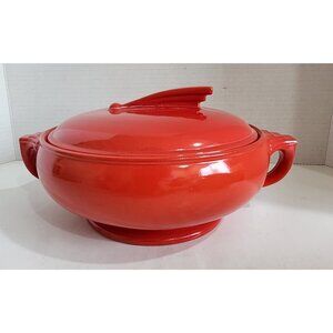 Vintage MCM Mid Century Hall’s Superior Art Deco Red  casserole Dish 8" X 3.25"